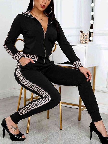 women' tracksuit 2022 women elegant two-piece suit set female stylish plu size greek fret print coat & pant zip jogger y2k 220128, Gray
women' tracksuit 2022 women elegant two-piece suit set female stylish plu size greek fret print coat & pant zip jogger y2k 220128, Gray