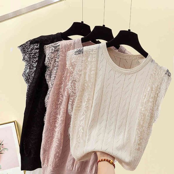 women's t-shirt thin lace hollow out t women clothes new summer knitted sleeveless female tee femme camisas mujer 5231, White
women's t-shirt thin lace hollow out t women clothes new summer knitted sleeveless female tee femme camisas mujer 5231, White