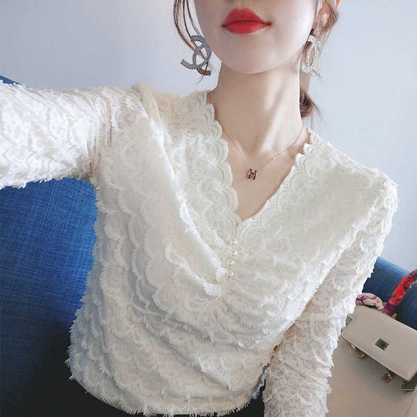 women spring autumn style lace blouses shirts lady casual long sleeve v-neck blusas df3996 210609, White
women spring autumn style lace blouses shirts lady casual long sleeve v-neck blusas df3996 210609, White