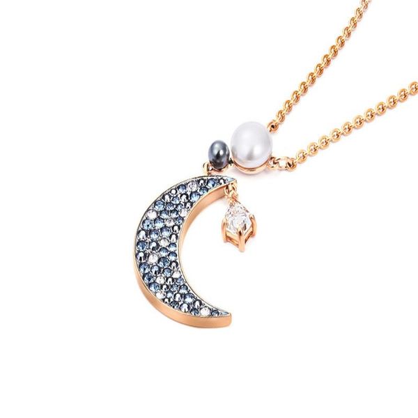 pendant necklaces contracted and mysterious black chain senior women crystal crescent moon clavicle pearl necklace, Silver
pendant necklaces contracted and mysterious black chain senior women crystal crescent moon clavicle pearl necklace, Silver