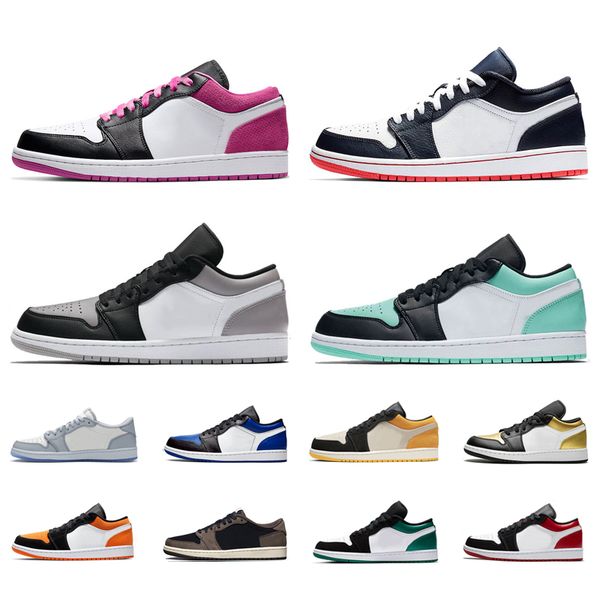 basketball shoes 1 1s low men women magenta midnight navy obsidian trainers royal blue outdoor sports sneakers us 5.5-11, Black
