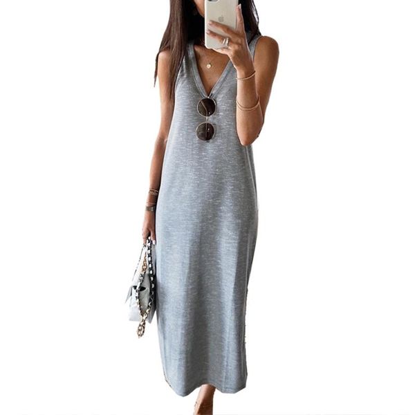 casual dresses women summer loose dress, adults sleeveless solid color v-neck (grey, pink), Black;gray
casual dresses women summer loose dress, adults sleeveless solid color v-neck (grey, pink), Black;gray