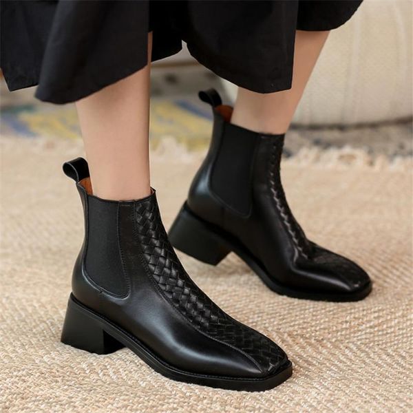 boots winter women 2021 genuine leather square toe chunky heel pure color short sleeve female, Black
boots winter women 2021 genuine leather square toe chunky heel pure color short sleeve female, Black