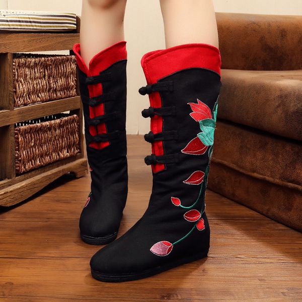 national style autumn and winter thousand layer bottom embroidered boots high tube cotton middle old beijing inner cloth, Black
national style autumn and winter thousand layer bottom embroidered boots high tube cotton middle old beijing inner cloth, Black