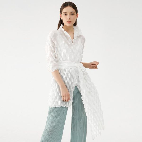 women's jackets solid color bubble pleated miyak midi coat spring autumn turndown collar lace-up fashion casual slim jacket women outer, Black;brown
women's jackets solid color bubble pleated miyak midi coat spring autumn turndown collar lace-up fashion casual slim jacket women outer, Black;brown