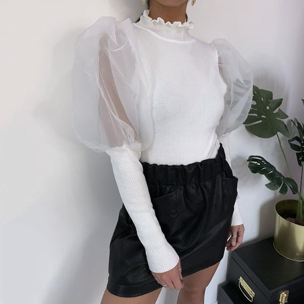 puff sleeve shirt women see through mesh blouse autumn 2021 fashion ladies solid long girls knitted shirts d35 women's blouses &, White
puff sleeve shirt women see through mesh blouse autumn 2021 fashion ladies solid long girls knitted shirts d35 women's blouses &, White