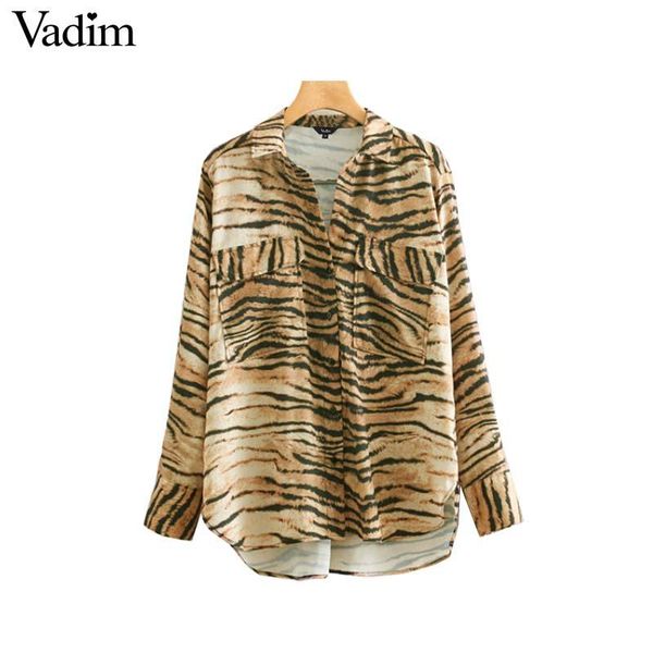 women's blouses & shirts vadim women tiger skin print blouse animal pattern pockets long sleeve turn down collar casual chic blusas la, White
women's blouses & shirts vadim women tiger skin print blouse animal pattern pockets long sleeve turn down collar casual chic blusas la, White