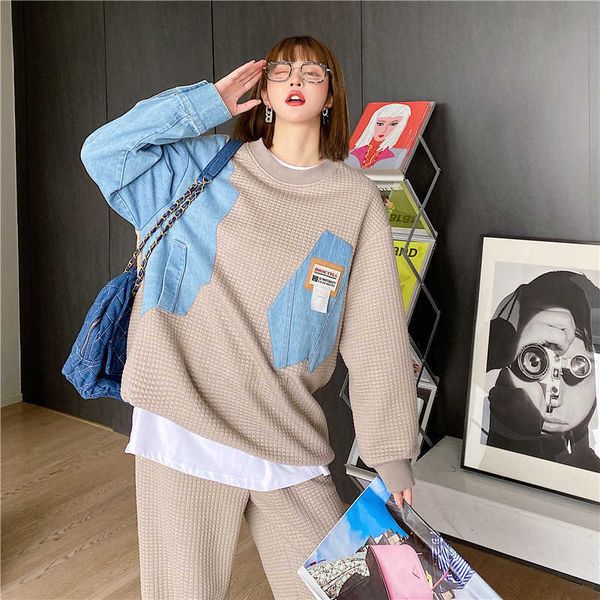 fashion fleece hoodies design casual denim stitching contrast bae sweater round neck loose plaid thickened baseball base shirt, Black
fashion fleece hoodies design casual denim stitching contrast bae sweater round neck loose plaid thickened baseball base shirt, Black