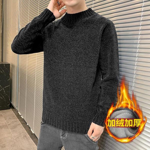 men's sweaters 2021 autumn and winter pullover knit sweater korean version of the collar plus velvet to keep warm, White;black
men's sweaters 2021 autumn and winter pullover knit sweater korean version of the collar plus velvet to keep warm, White;black