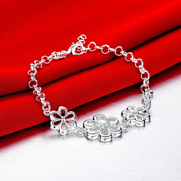 link, chain exquisite 925 silver jewelry three round flower tag charms pendant link bracelet for women lady's bangles gifts bijoux, Black
link, chain exquisite 925 silver jewelry three round flower tag charms pendant link bracelet for women lady's bangles gifts bijoux, Black