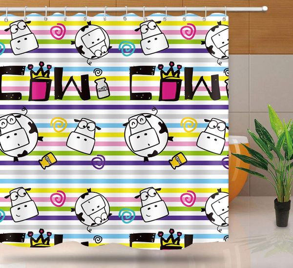 cartoon cow shower curtain, fashion patch on striped backdrop fabric shower curtain with 12 hooks, waterproof upgrade polyester
cartoon cow shower curtain, fashion patch on striped backdrop fabric shower curtain with 12 hooks, waterproof upgrade polyester