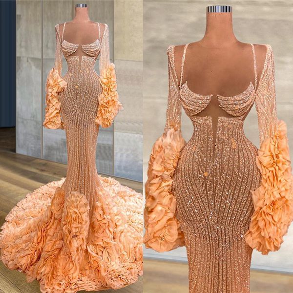 sequined evening dresses crystal v neck long sleeve mermaid prom dress tiered ruffles sweep train custom made formal celebrity gowns, Black;red
sequined evening dresses crystal v neck long sleeve mermaid prom dress tiered ruffles sweep train custom made formal celebrity gowns, Black;red