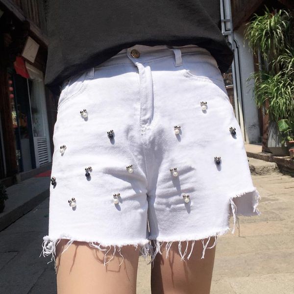 summer beaded denim short high waisted jean with hanger shorts women ladies tassel rivet ripped worn loose burr hole jeans women's, Blue
summer beaded denim short high waisted jean with hanger shorts women ladies tassel rivet ripped worn loose burr hole jeans women's, Blue