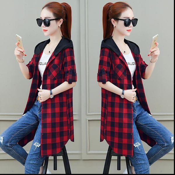 plaid women shirts spring and autumn female long blouse loose bf style jacket wild, White
plaid women shirts spring and autumn female long blouse loose bf style jacket wild, White