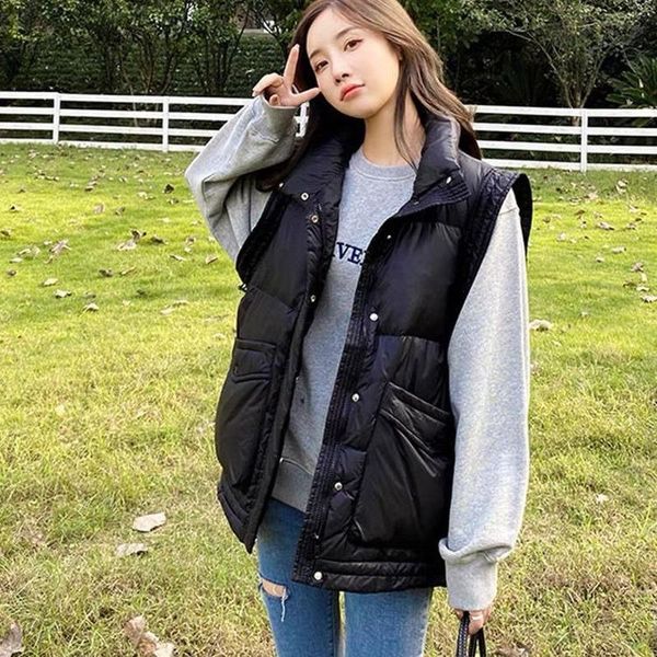 women's vests women 2021 winter coat fashion pu leather cotton cropped padded waistcoat vintage sleeveless female outerwear streetwear, Black;white
women's vests women 2021 winter coat fashion pu leather cotton cropped padded waistcoat vintage sleeveless female outerwear streetwear, Black;white