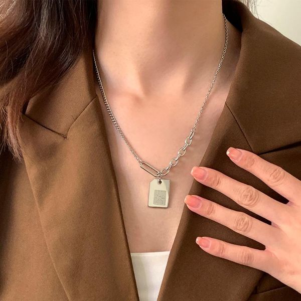 pendant necklaces lacteo 2021 neo gothic geometric square shape necklace for women punk stainless steel clavicle chain choker, Silver
pendant necklaces lacteo 2021 neo gothic geometric square shape necklace for women punk stainless steel clavicle chain choker, Silver
