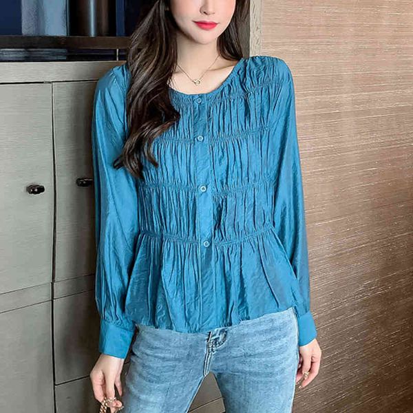 women's tanks & camis spring o-neck long sleeved single-breasted loose blouses solid blue white satin casual shirts 62fm
women's tanks & camis spring o-neck long sleeved single-breasted loose blouses solid blue white satin casual shirts 62fm