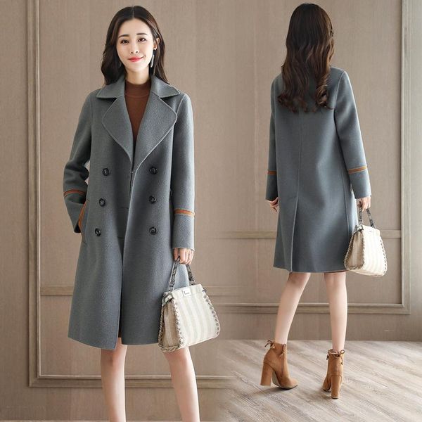 women's wool & blends office lady slim women long blend coat turn-down collar cashmere jacket double breasted ladies coats, Black
women's wool & blends office lady slim women long blend coat turn-down collar cashmere jacket double breasted ladies coats, Black