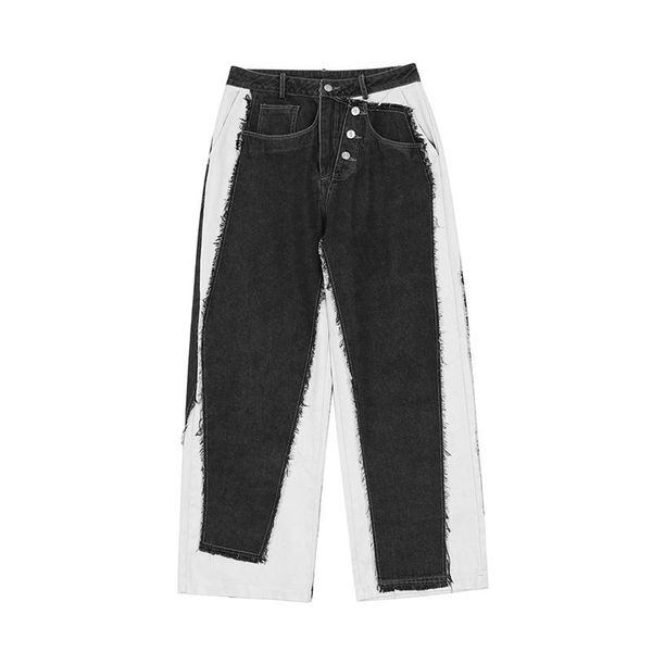 men high street patchwork jeans streetwear vintage loose denim trousers for male color block men's, Blue
men high street patchwork jeans streetwear vintage loose denim trousers for male color block men's, Blue