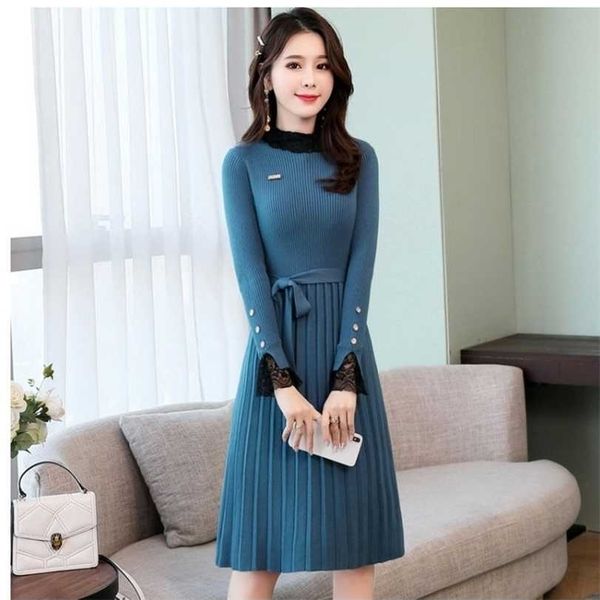 elegant lace patchwork mid-length knitted dress winter soft warm slim sweater female chic rib knitwear elastic es 211220, Black;gray
elegant lace patchwork mid-length knitted dress winter soft warm slim sweater female chic rib knitwear elastic es 211220, Black;gray