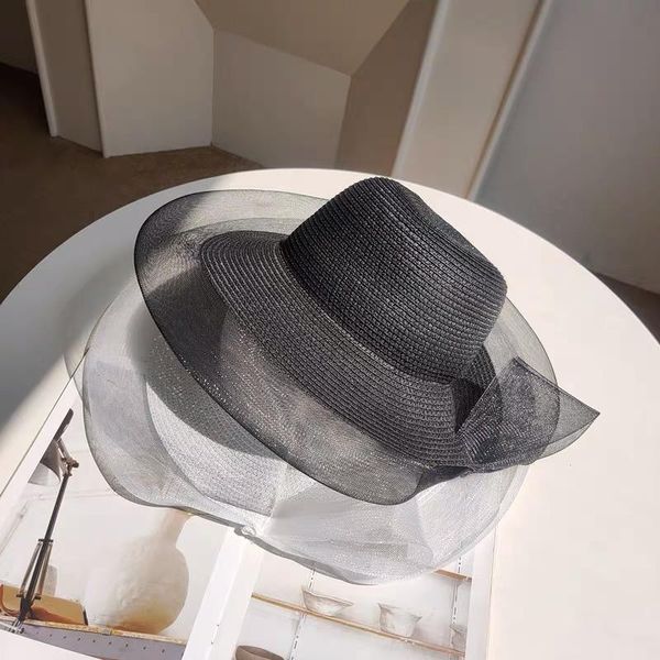 elegant lace women's summer hat sun protection female flat foldable wide brim bow ribbon straw beach black white hats, Blue;gray
elegant lace women's summer hat sun protection female flat foldable wide brim bow ribbon straw beach black white hats, Blue;gray