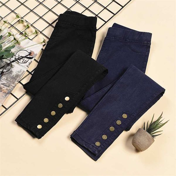 women imitation denim pencil pants stretch high waist with buttons plus size skinny leggings female casual trousers 211007, Black;white
women imitation denim pencil pants stretch high waist with buttons plus size skinny leggings female casual trousers 211007, Black;white