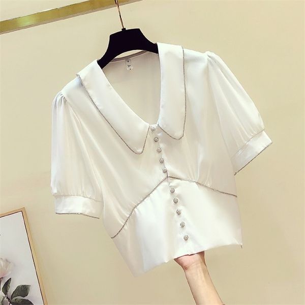 women short style shirts summer turn down collar sleeves shirt blouse ladies blusas a3338 210519, White
women short style shirts summer turn down collar sleeves shirt blouse ladies blusas a3338 210519, White