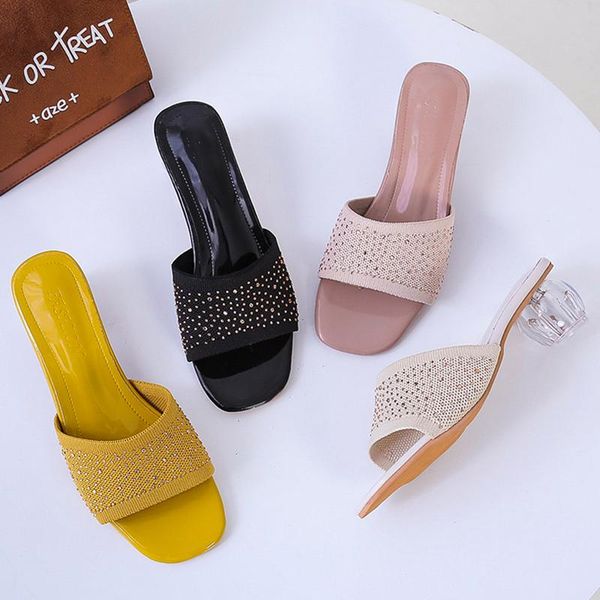women slides 4.5cm high heels glitter mules summer female fashion slippers crystal pink sandals lady clear block low shoes, Black
women slides 4.5cm high heels glitter mules summer female fashion slippers crystal pink sandals lady clear block low shoes, Black