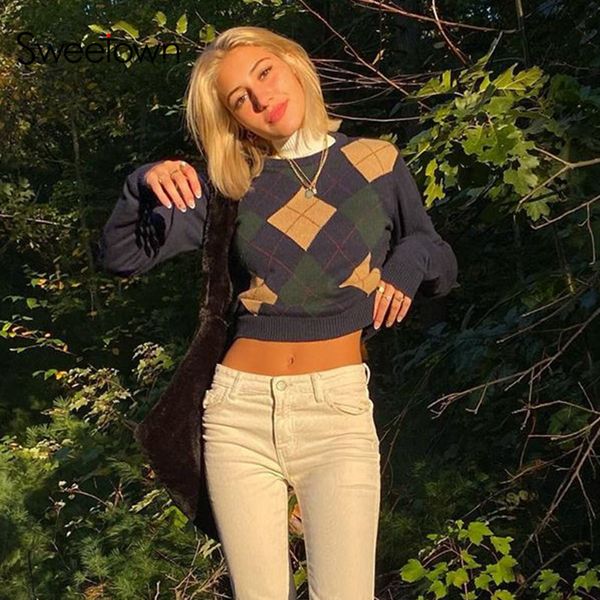 sweetown argyle knitted y2k sweaters women preppy style vintage 90s aesthetic knitwear pull plaid blue pullover jumpers winter, Black;white
sweetown argyle knitted y2k sweaters women preppy style vintage 90s aesthetic knitwear pull plaid blue pullover jumpers winter, Black;white