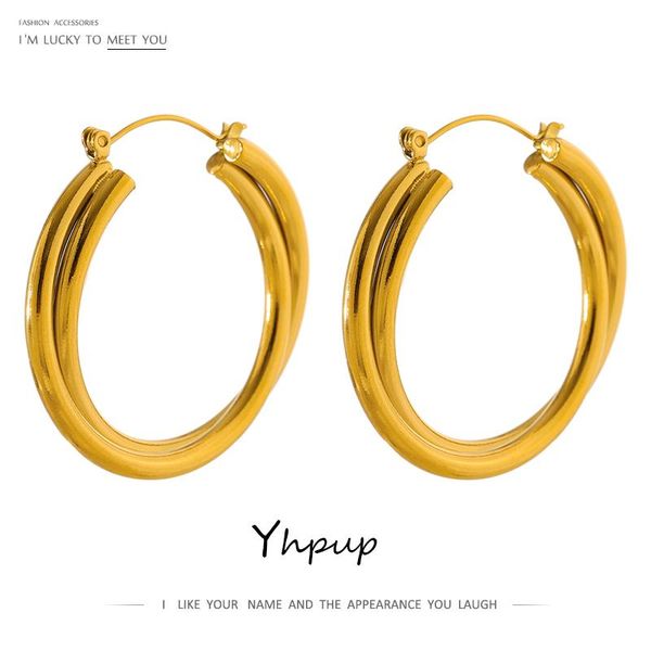 hoop & huggie yhpup fashion street punk round metal earrings stainless steel for women trendy jewelry unusual accessories gift, Golden;silver
hoop & huggie yhpup fashion street punk round metal earrings stainless steel for women trendy jewelry unusual accessories gift, Golden;silver