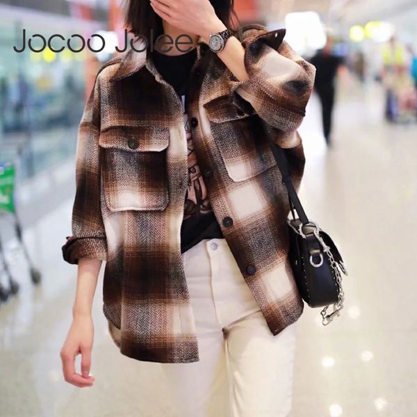 vintage plaid jackets color block coats long sleeve woolen thick elegant oversized chic harajuku 210428, Black;brown
vintage plaid jackets color block coats long sleeve woolen thick elegant oversized chic harajuku 210428, Black;brown