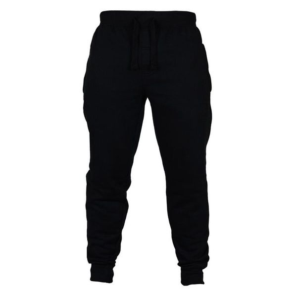 men sporty solid color waist drawstring joggings fitness trousers skinny pants men's, Black
men sporty solid color waist drawstring joggings fitness trousers skinny pants men's, Black