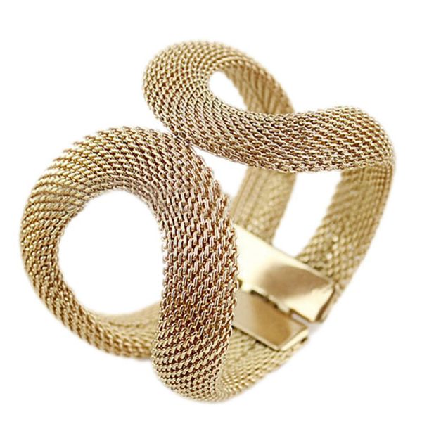 women cool fashion mesh wide alloy spring cuff bracelet jewelry punk bangle, White
women cool fashion mesh wide alloy spring cuff bracelet jewelry punk bangle, White