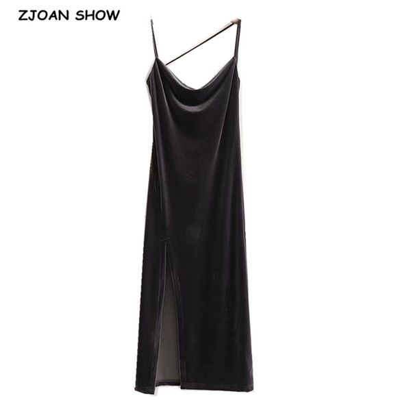 asymmetrical collar backless velvet sling dress woman vintage spaghetti strap a line velour slit mid long base 210429, Black;gray
asymmetrical collar backless velvet sling dress woman vintage spaghetti strap a line velour slit mid long base 210429, Black;gray