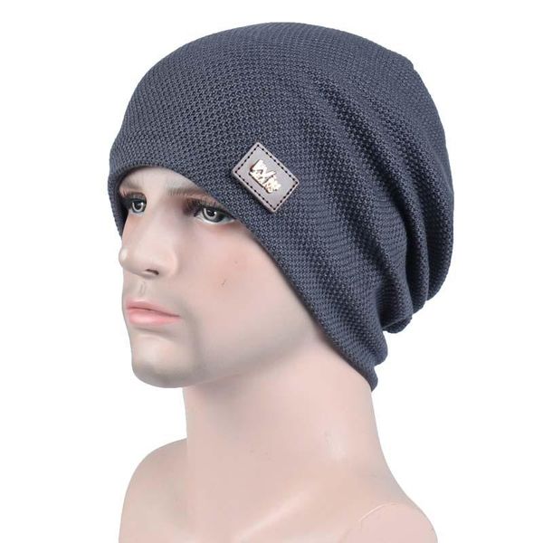 hats, scarves & gloves sets men's knitted hat with fleece warm pullover korean cold cap tide for weather, Blue;gray