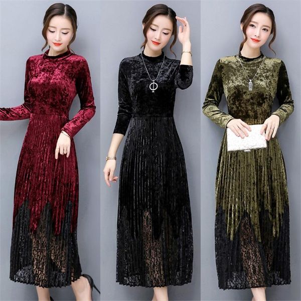 casual dresses women spring autumn elegant velvet long sleeve vintage work dames jurken party a-line dress fashion vestidos, Black;gray
casual dresses women spring autumn elegant velvet long sleeve vintage work dames jurken party a-line dress fashion vestidos, Black;gray