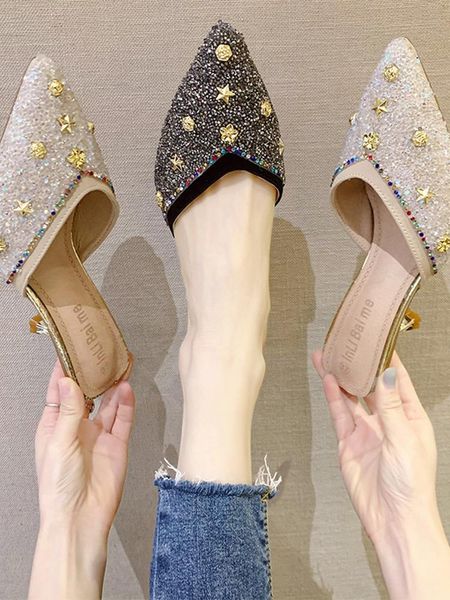 shoes shallow ladies' slippers thin heels slipers women luxury slides rivet cover toe med jelly flip flops heeled mules soft 202, Black
shoes shallow ladies' slippers thin heels slipers women luxury slides rivet cover toe med jelly flip flops heeled mules soft 202, Black