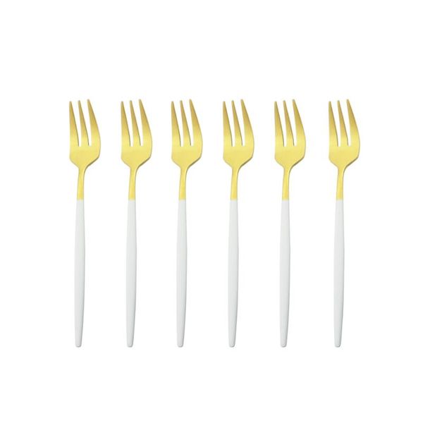 6pcs white gold forks set snack fork dinner cutlery matte stainless steel tableware dessert fruit silverware dinnerware sets
6pcs white gold forks set snack fork dinner cutlery matte stainless steel tableware dessert fruit silverware dinnerware sets