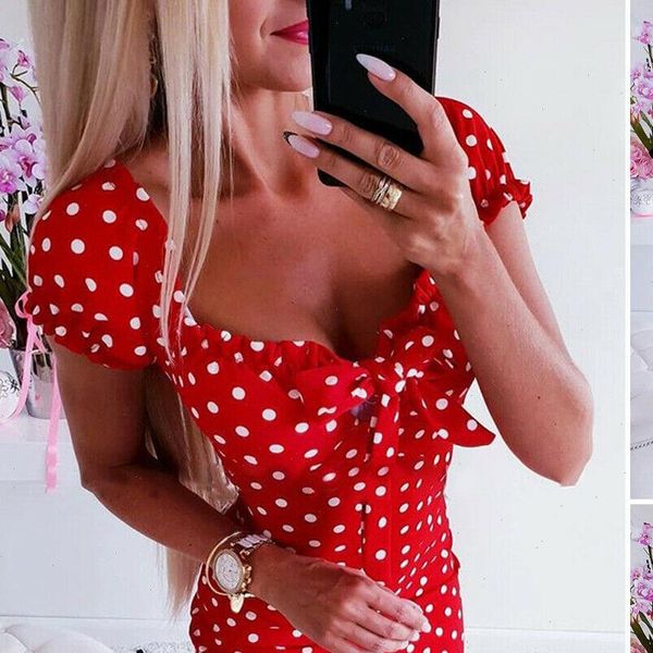 women womens dress casual boho polka dot bow bodycon short sleeve summer holiday sundress beachwear, Black;gray
women womens dress casual boho polka dot bow bodycon short sleeve summer holiday sundress beachwear, Black;gray