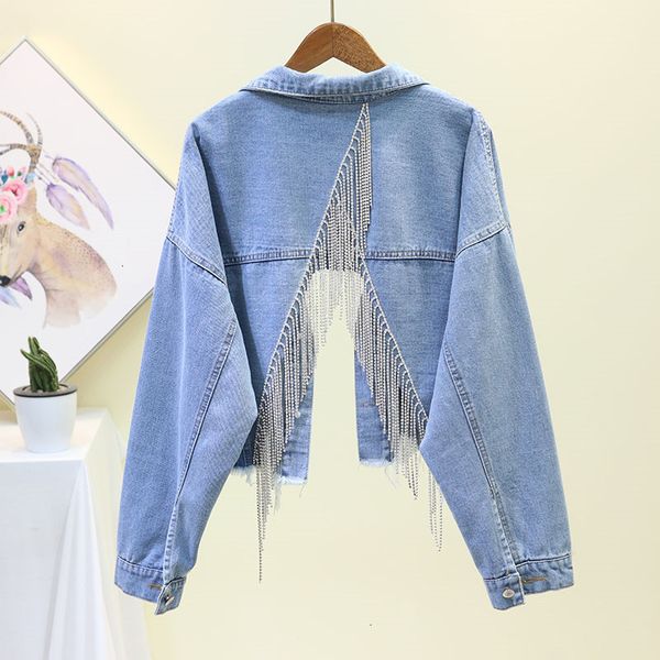 women's jackets spring denim korean chic loose short tassel rhinestones jacket back split jean coats outerwear y55 vscr, Black;brown
women's jackets spring denim korean chic loose short tassel rhinestones jacket back split jean coats outerwear y55 vscr, Black;brown