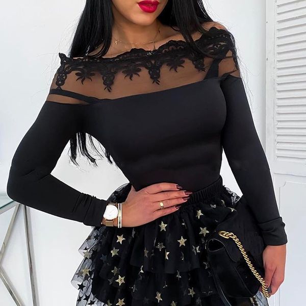 hirigin women lace floral slash neck off shoulder shirt blouses ol ladies long sleeve black slim fit blouse 2021 women's & shirts, White
hirigin women lace floral slash neck off shoulder shirt blouses ol ladies long sleeve black slim fit blouse 2021 women's & shirts, White