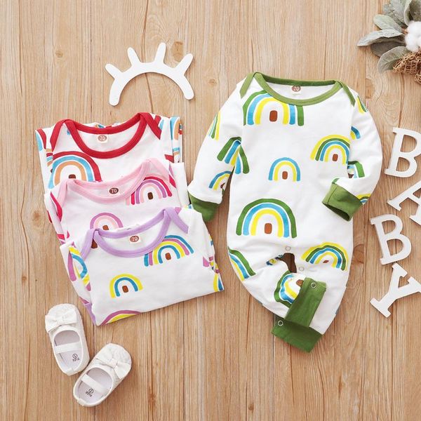 0-24m variety of optional rainbow print long-sleeved trousers romper for boys and girls jumpsuits, Blue 
0-24m variety of optional rainbow print long-sleeved trousers romper for boys and girls jumpsuits, Blue