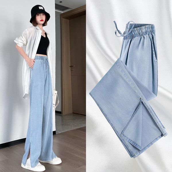 running pants split tencel jeans women's summer thin high waist straight tube loose ice wide legs sport, Black;blue
running pants split tencel jeans women's summer thin high waist straight tube loose ice wide legs sport, Black;blue