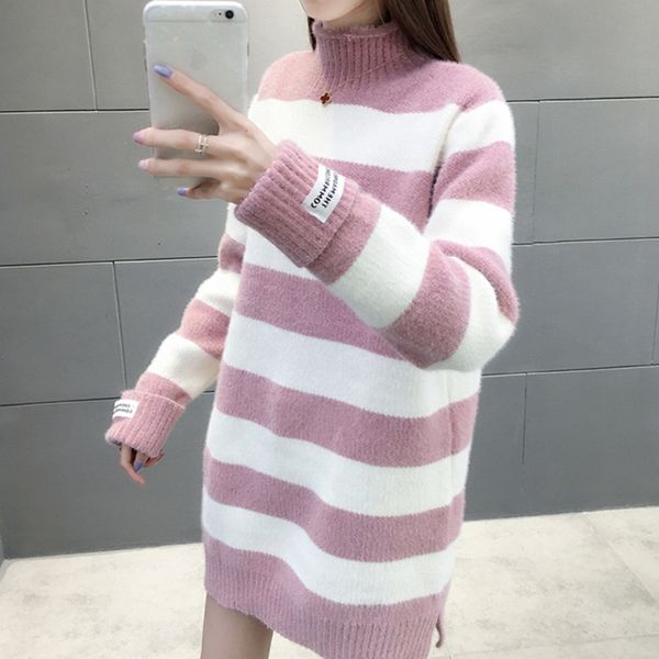 long sweater women dress striped knitted clothes korean style turtleneck pullovers casual comfortable 2021 autumn new, Black;gray
long sweater women dress striped knitted clothes korean style turtleneck pullovers casual comfortable 2021 autumn new, Black;gray