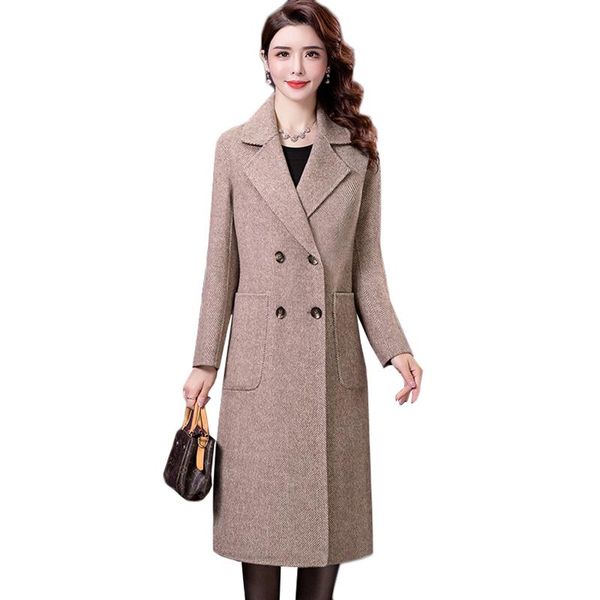 women's wool & blends autumn winter jacket woolen coat fashion double-breasted long outerwear loose plus size 5xl female coats ah526, Black
women's wool & blends autumn winter jacket woolen coat fashion double-breasted long outerwear loose plus size 5xl female coats ah526, Black