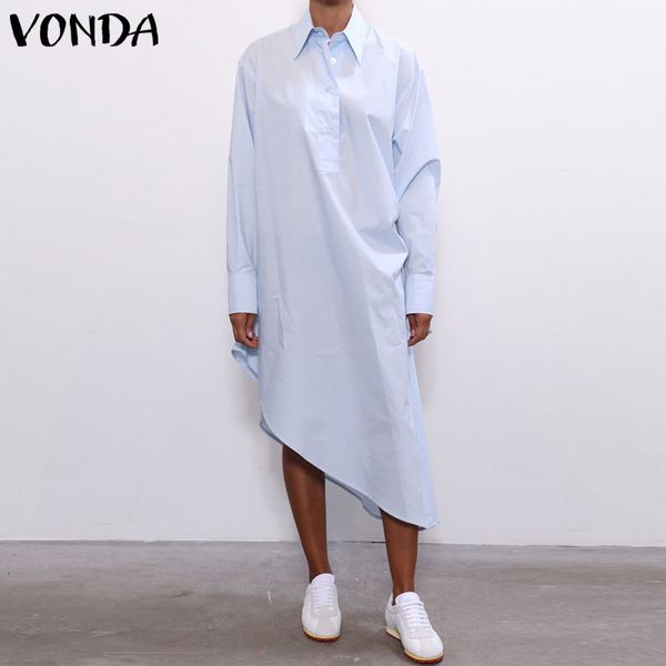 dresses casual long sleeve shirt dresses 2021 vonda women party asymmetric dress irregular sundress vestidos plus size robe femme, Black;gray
dresses casual long sleeve shirt dresses 2021 vonda women party asymmetric dress irregular sundress vestidos plus size robe femme, Black;gray