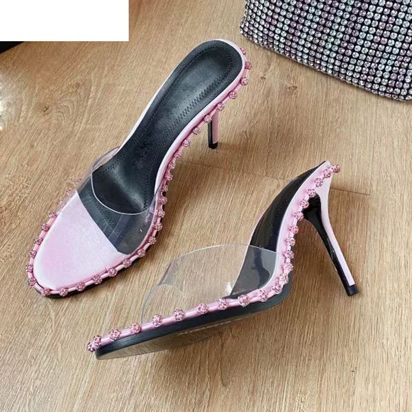 sandals runway transparent pvc thin high heel slippers women peep toe crystal string bead decor summer party dress shoes ytpi, Black
sandals runway transparent pvc thin high heel slippers women peep toe crystal string bead decor summer party dress shoes ytpi, Black