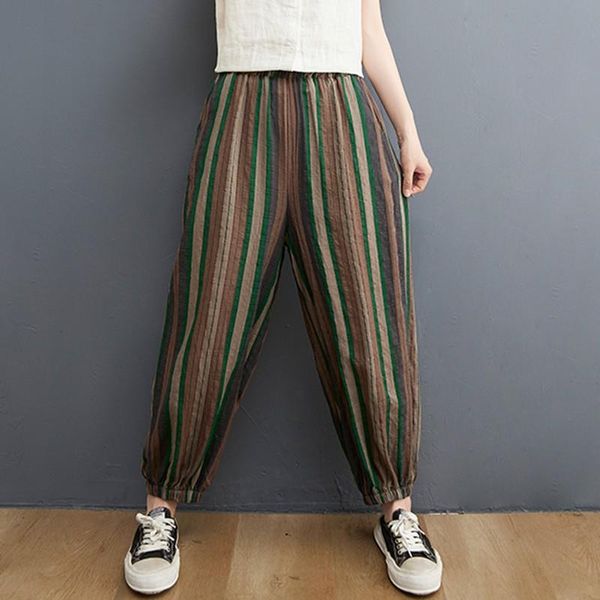 women's pants & capris women summer cotton linen casual arrival 2021 vintage style colorful striped loose female ankle-length b242, Black;white
women's pants & capris women summer cotton linen casual arrival 2021 vintage style colorful striped loose female ankle-length b242, Black;white