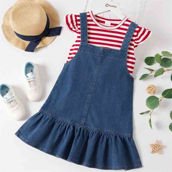 beautiful kid girl 2-piece flutter-sleeve stripe print denim ruffled dress suits 210528, Red;yellow
beautiful kid girl 2-piece flutter-sleeve stripe print denim ruffled dress suits 210528, Red;yellow