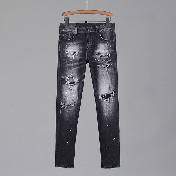 fashion jeans high street men's with holes black grey micro elastic slim pants printed, Blue
fashion jeans high street men's with holes black grey micro elastic slim pants printed, Blue